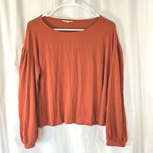 Madewell Woman’s Rusty Orange Long-Sleeve Scoop Neck Shirt — Size Medium
